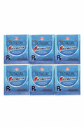 Six packets on a white background